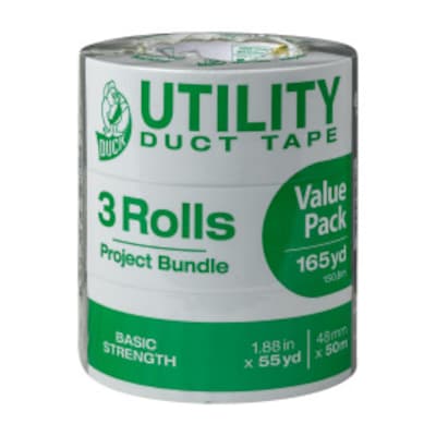 Duck Tape® Brand Basic Strength Duct Tape, Silver, 1.88 x 55 Yards, 3 Pack (241638)