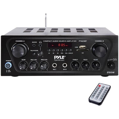 Pyle Home Compact Bluetooth Audio Stereo Receiver with FM Radio (PTA24BT)