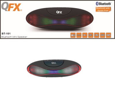 QFX BT-101 Portable Rechargeable Bluetooth Speaker with Microphone, Refurbished