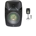 QFX PBX-811SM 8” Portable Party Speaker with Wireless Microphone And Stand, Refurbished