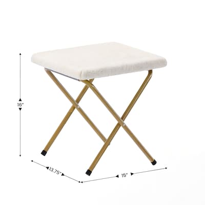 Flash Furniture Eleanor Faux Shearling Folding Double Saucer Chair with 2 Ottomans, Ivory (FVFDS0012FIVSGD)