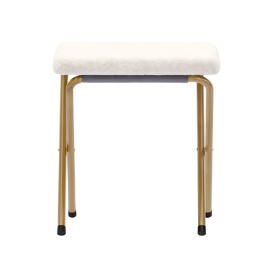 Flash Furniture Eleanor Faux Shearling Folding Double Saucer Chair with 2 Ottomans, Ivory (FVFDS0012FIVSGD)