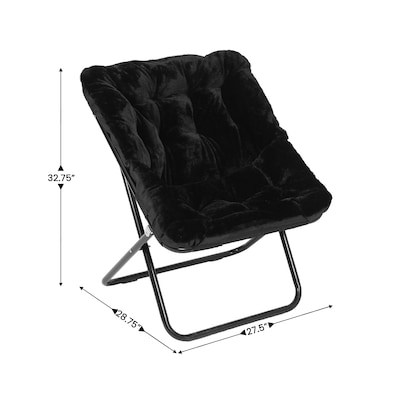 Flash Furniture Archer Faux Fur Folding Saucer Chair, Black (FVFSC027BKBK)