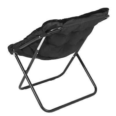 Flash Furniture Archer Faux Fur Folding Saucer Chair, Black (FVFSC027BKBK)