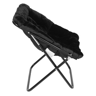 Flash Furniture Archer Faux Fur Folding Saucer Chair, Black (FVFSC027BKBK)