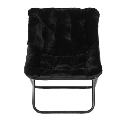 Flash Furniture Archer Faux Fur Folding Saucer Chair, Black (FVFSC027BKBK)