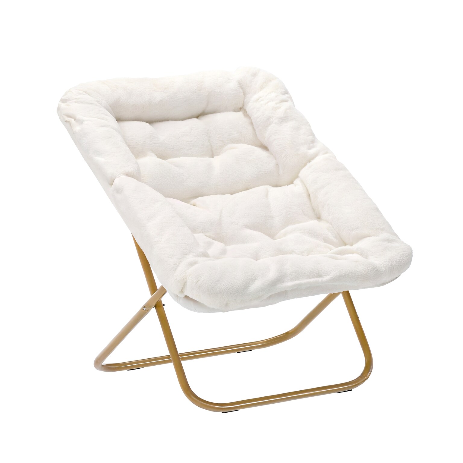 Flash Furniture Archer Faux Shearling Folding Saucer Chair, Ivory (FVFSC027IVSGD)