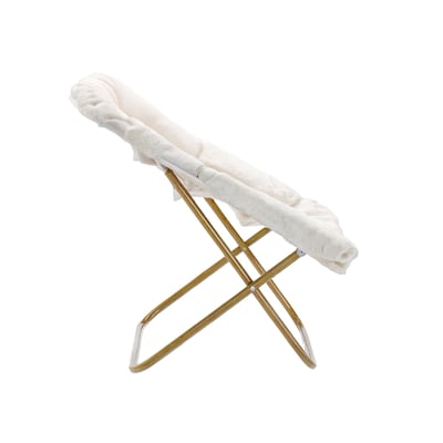 Flash Furniture Archer Faux Shearling Folding Saucer Chair, Ivory (FVFSC027IVSGD)