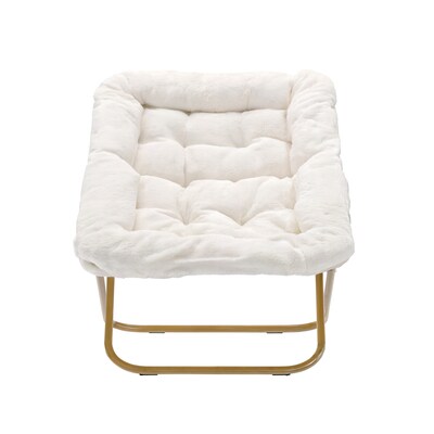 Flash Furniture Archer Faux Shearling Folding Saucer Chair, Ivory (FVFSC027IVSGD)