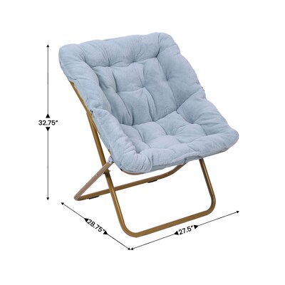 Flash Furniture Archer Faux Fur Folding Saucer Chair, Dusty Aqua (FVFSC027AQSGD)