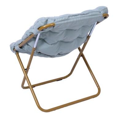 Flash Furniture Archer Faux Fur Folding Saucer Chair, Dusty Aqua (FVFSC027AQSGD)