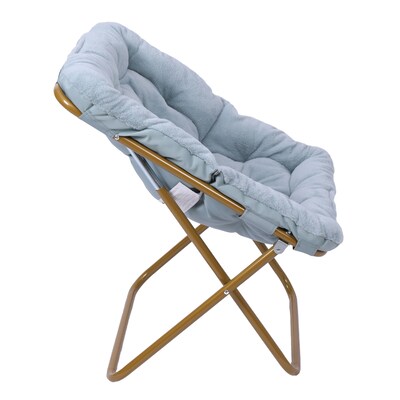Flash Furniture Archer Faux Fur Folding Saucer Chair, Dusty Aqua (FVFSC027AQSGD)