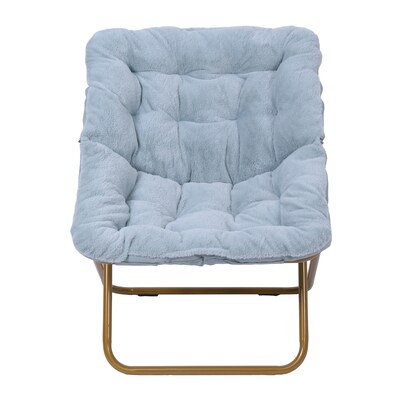 Flash Furniture Archer Faux Fur Folding Saucer Chair, Dusty Aqua (FVFSC027AQSGD)