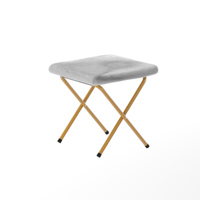 Flash Furniture Eleanor Faux Fur Folding Double Saucer Chair with 2 Ottomans, Gray (FVFDS0012FGYSGD)