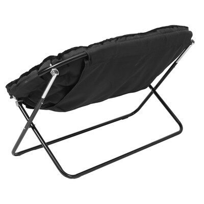 Flash Furniture Eleanor Faux Fur Folding Double Saucer Chair, Black (FVFDS1BKBK)