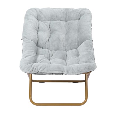 Flash Furniture Archer Faux Fur Folding Saucer Chair, Gray (FVFSC027GYSGD)