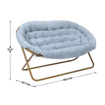 Flash Furniture Eleanor Faux Fur Folding Double Saucer Chair, Dusty Aqua (FVFDS1AQSGD)