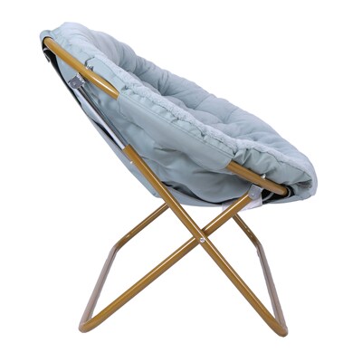 Flash Furniture Eleanor Faux Fur Folding Double Saucer Chair, Dusty Aqua (FVFDS1AQSGD)