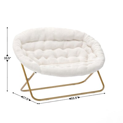 Flash Furniture Eleanor Faux Shearling Folding Double Saucer Chair, Ivory (FVFDS1IVSGD)