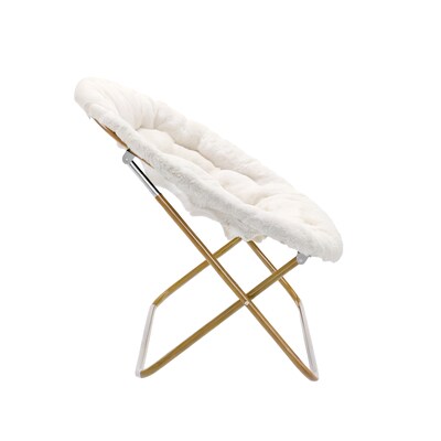 Flash Furniture Eleanor Faux Shearling Folding Double Saucer Chair, Ivory (FVFDS1IVSGD)