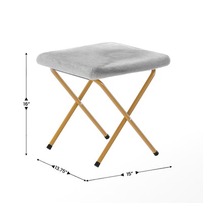 Flash Furniture Archer Faux Fur Folding Saucer Chair with Ottoman, Gray (FVFSC027FRGYSGD)