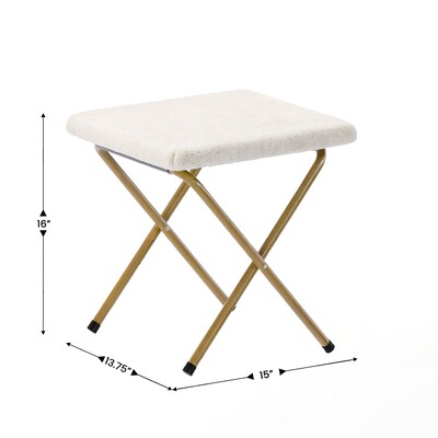 Flash Furniture Archer Faux Shearling Folding Saucer Chair with Ottoman, Ivory (FVFSC027FRIVSGD)