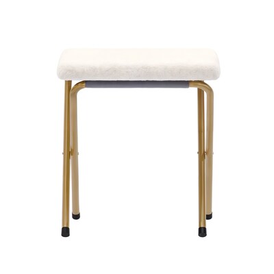 Flash Furniture Archer Faux Shearling Folding Saucer Chair with Ottoman, Ivory (FVFSC027FRIVSGD)