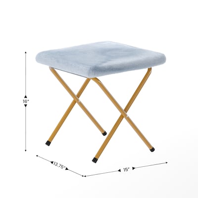 Flash Furniture Eleanor Faux Fur Folding Double Saucer Chair with 2 Ottomans, Dusty Aqua (FVFDS0012FAQSGD)