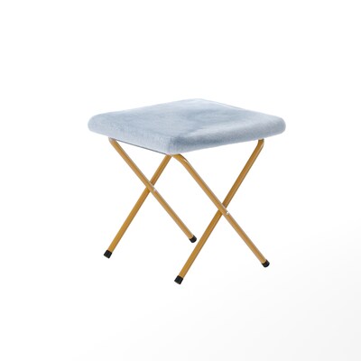Flash Furniture Eleanor Faux Fur Folding Double Saucer Chair with 2 Ottomans, Dusty Aqua (FVFDS0012FAQSGD)