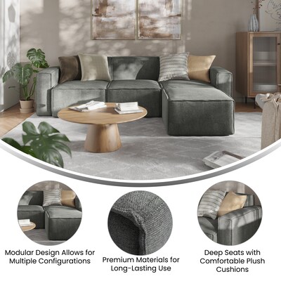Flash Furniture Bridgetown 101.5" Fabric Modular Sectional Sofa, Dark Gray, 4-Pieces (ISIT22314SECDKG)