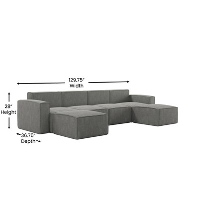 Flash Furniture Bridgetown 129.75" Fabric Modular Sectional Sofa, Dark Gray, 6-Pieces (ISIT22316SECDKG)