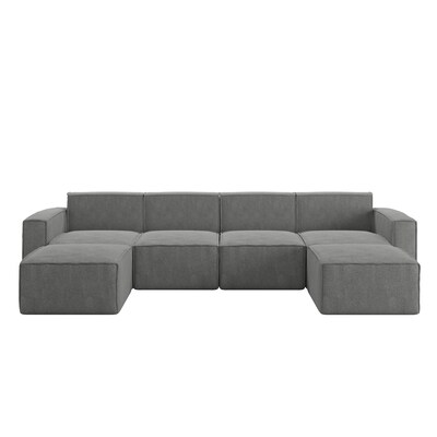 Flash Furniture Bridgetown 129.75" Fabric Modular Sectional Sofa, Dark Gray, 6-Pieces (ISIT22316SECDKG)