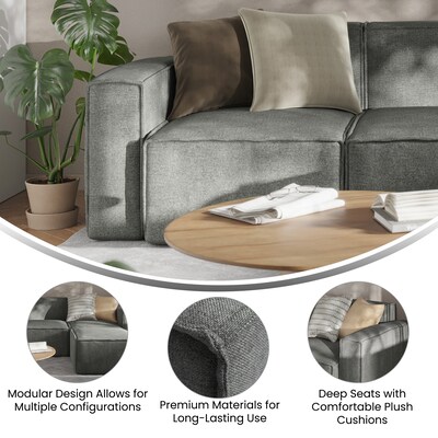 Flash Furniture Bridgetown 37.75" Fabric Modular Left Side Sectional Sofa Seat with Arm Rest, Dark Gray (ISIT2231LCDKG)
