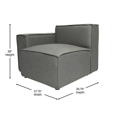 Flash Furniture Bridgetown 37.75" Fabric Modular Left Side Sectional Sofa Seat with Arm Rest, Dark Gray (ISIT2231LCDKG)