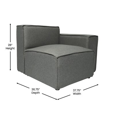 Flash Furniture Bridgetown 37.75" Fabric Modular Right Side Sectional Sofa Seat with Arm Rest, Dark Gray (ISIT2231RCDKG)