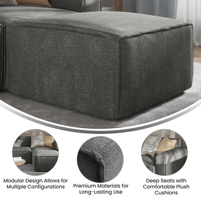 Flash Furniture Bridgetown Fabric Modular Sectional Sofa Ottoman, Dark Gray (ISIT2231OTDKG)