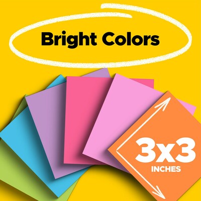 Post-it Super Sticky Notes, 3 x 3, Assorted Colors, 45 Sheets/Pad, 15 Pads/Pack (654-15SSAP)