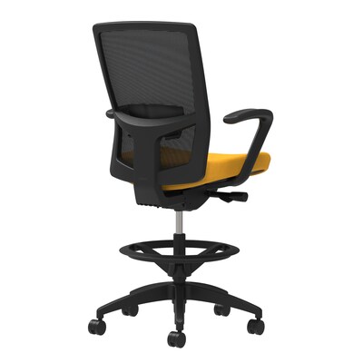Union & Scale Workplace2.0™ Fabric Stool, Goldenrod, Adjustable Lumbar, Fixed Arms, Synchro-Tilt, Partial Assembly Required