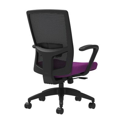 Union & Scale Workplace2.0™ Fabric Task Chair, Amethyst, Adjustable Lumbar, Fixed Arms, Synchro-Tilt with Seat Slide (53623)