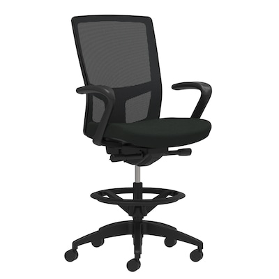 Union & Scale Workplace2.0™ Vinyl Stool, Black Vinyl, Integrated Lumbar, Fixed Arms, Synchro-Tilt, Partial Assembly Required