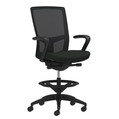 Union & Scale Workplace2.0™ Vinyl Stool, Black Vinyl, Integrated Lumbar, Fixed Arms, Synchro-Tilt, Partial Assembly Required