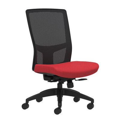 Union & Scale Workplace2.0™ Fabric Task Chair, Cherry, Integrated Lumbar, Armless, Synchro-Tilt w/ Seat Slide Control (53616)