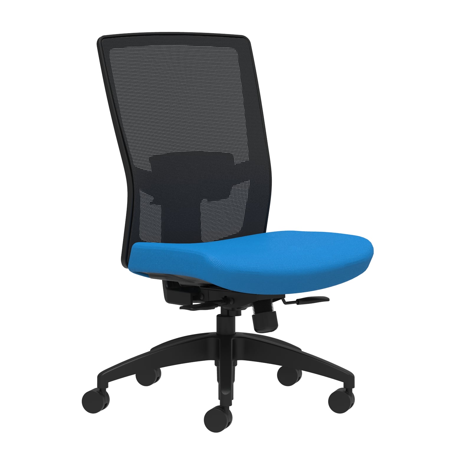 Union & Scale Workplace2.0™ Fabric Task Chair, Cobalt, Adjustable Lumbar, Armless, Synchro-Tilt w/ Seat Slide Control (53617)