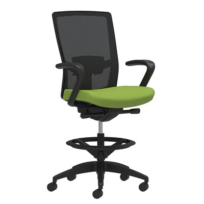 Union & Scale Workplace2.0™ Fabric Stool, Pear, Adjustable Lumbar, Fixed Arms, Synchro-Tilt Seat Control (53856)