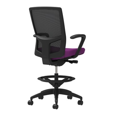 Union & Scale Workplace2.0™ Fabric Stool, Amethyst, Integrated Lumbar, Fixed Arms, Synchro-Tilt Seat