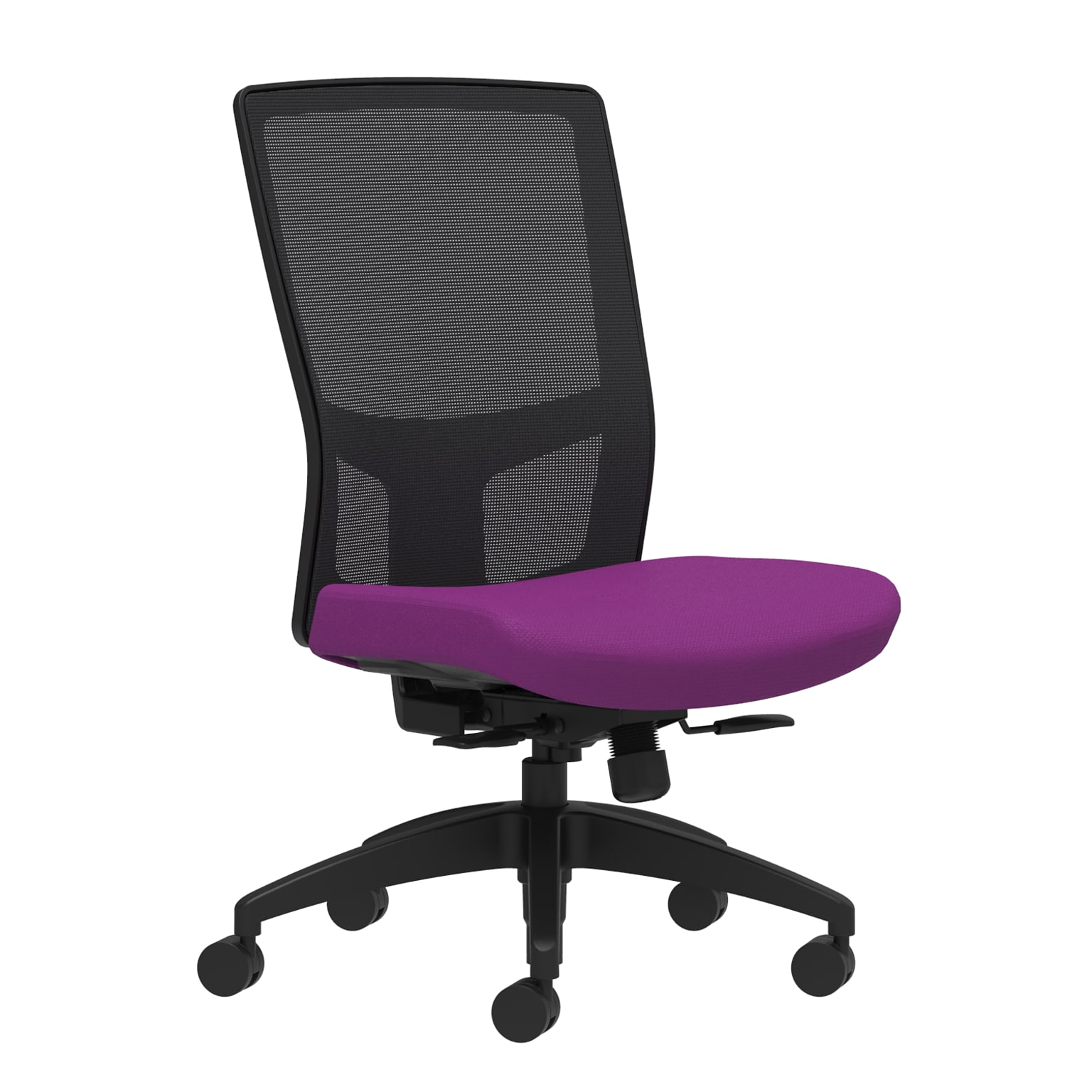 Union & Scale Workplace2.0™ Fabric Task Chair, Amethyst, Integrated Lumbar, Armless, Synchro-Tilt w/ Seat Slide Control (53612)