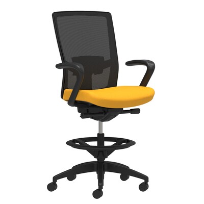 Union & Scale Workplace2.0™ Fabric Stool, Goldenrod, Adjustable Lumbar, Fixed Arms, Synchro-Tilt, Partial Assembly Required