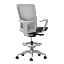 Union & Scale Workplace2.0™ Fabric Stool, Iron Ore, Integrated Lumbar, Fixed Arms, Synchro-Tilt Seat