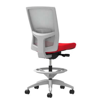 Union & Scale Workplace2.0™ Fabric Stool, Ruby Red, Adjustable Lumbar, Armless, Synchro-Tilt, Partial Assembly Required