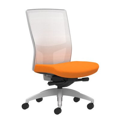 Union & Scale Workplace2.0™ Fabric Task Chair, Apricot, Integrated Lumbar, Armless, Advanced Synchro